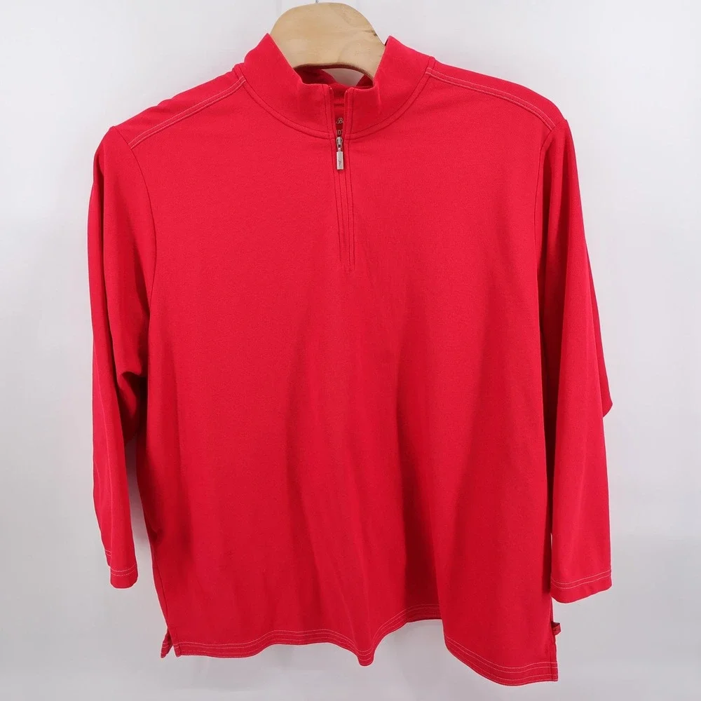Tommy Bahama IslandZone Quarter Zip Pullover Red Long Sleeve Mens 3XLB Shirt